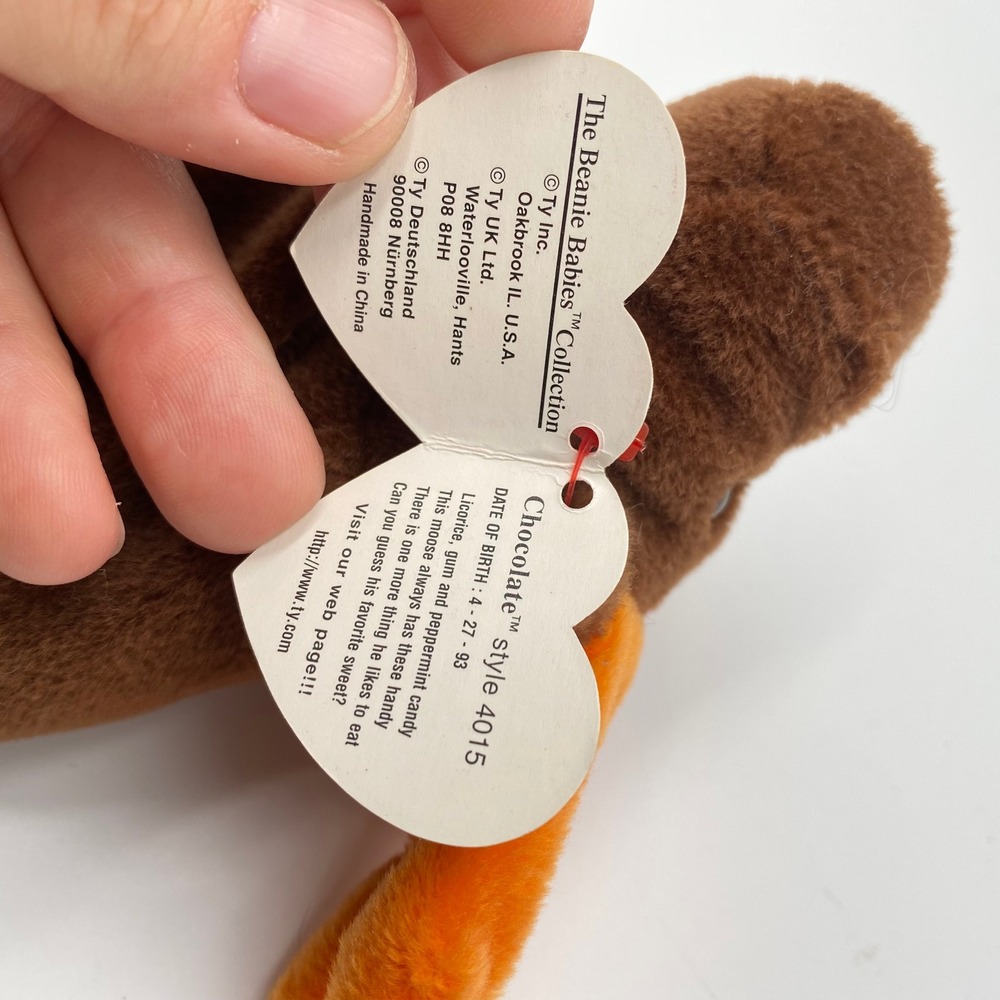 Ty Beanie Baby Chocolate‎ the Moose 8" Plush Toy Stuffed Animal 1993 - Picture 5 of 5